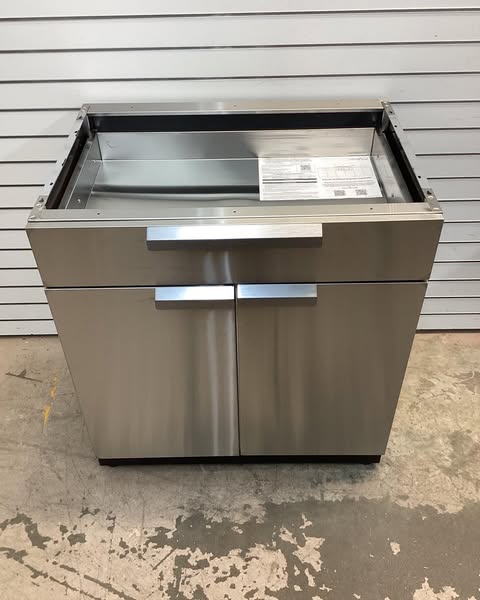 NewAge Products Outdoor Kitchen Stainless Steel 32 in. W x 36.5 in. H x 23 in. D 2-Door Outdoor Kitchen Cabinet with Drawer