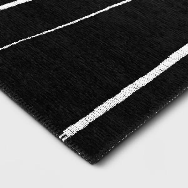 Abstract Lines Outdoor Area Rug Black - Threshold
