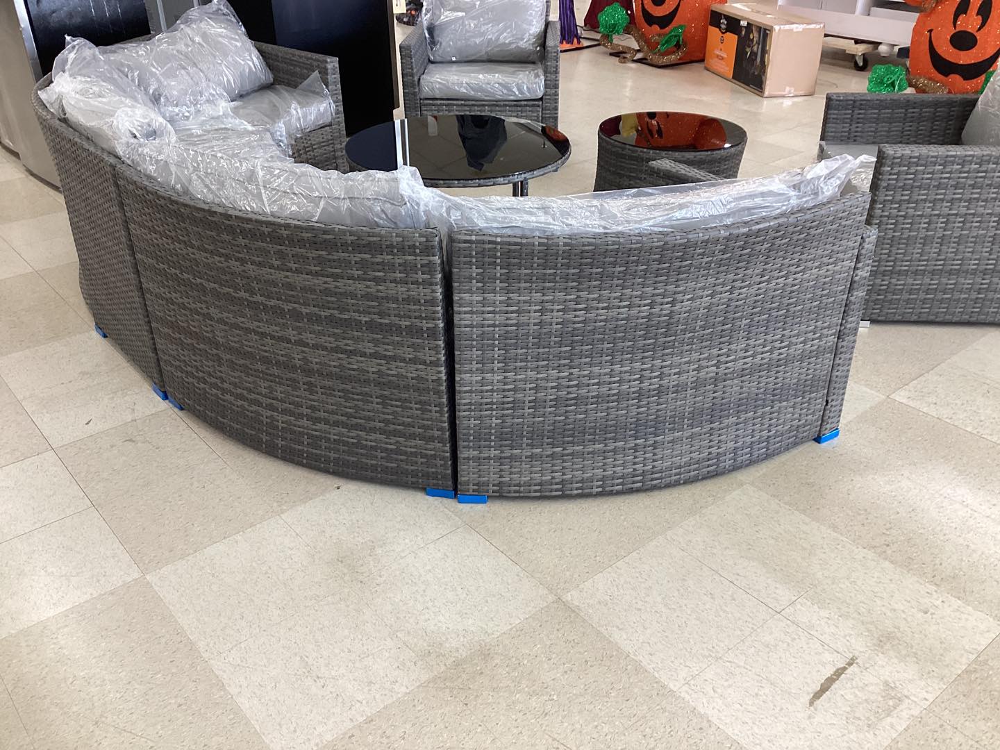 9 Piece Half Moon Gray Patio Set