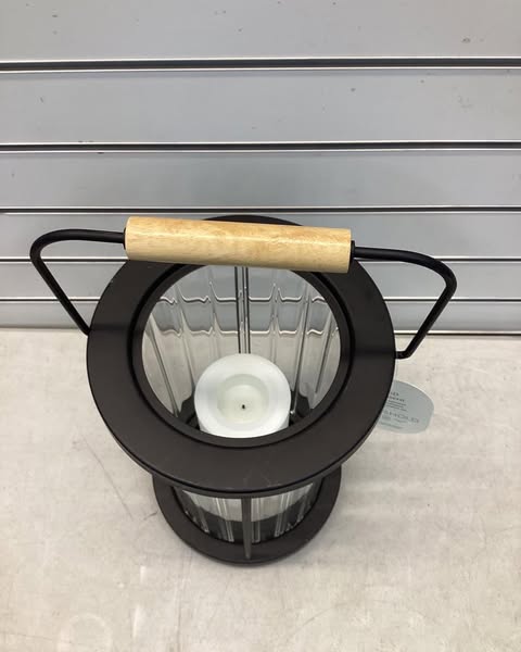 Threshold Black Metal and Glass Battery LED Outdoor Lantern Clear/Black