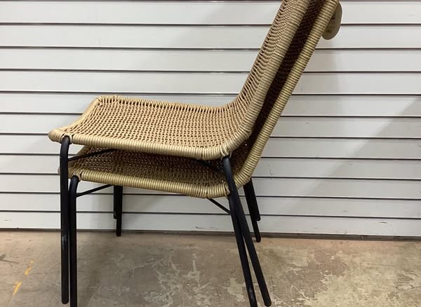 Resin Wicker Stack Outdoor Patio Dining Chair Armless Chair Set