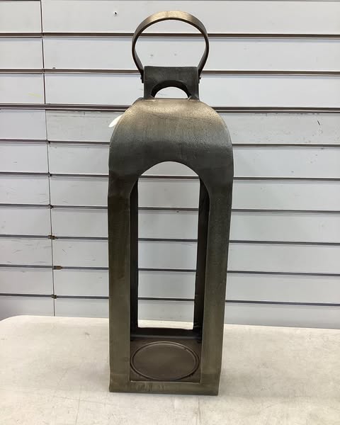 Pillar Cast Aluminum Lantern Candle Holders Gold - Threshold