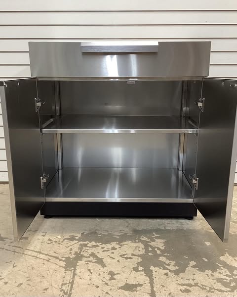 NewAge Products Outdoor Kitchen Stainless Steel 32 in. W x 36.5 in. H x 23 in. D 2-Door Outdoor Kitchen Cabinet with Drawer
