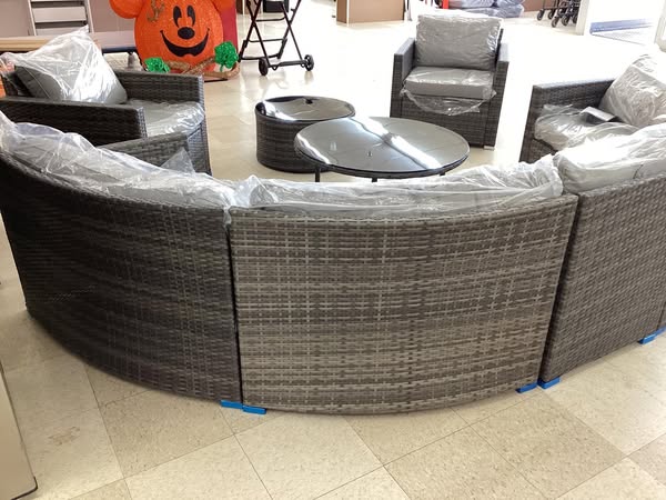 9 Piece Half Moon Gray Patio Set