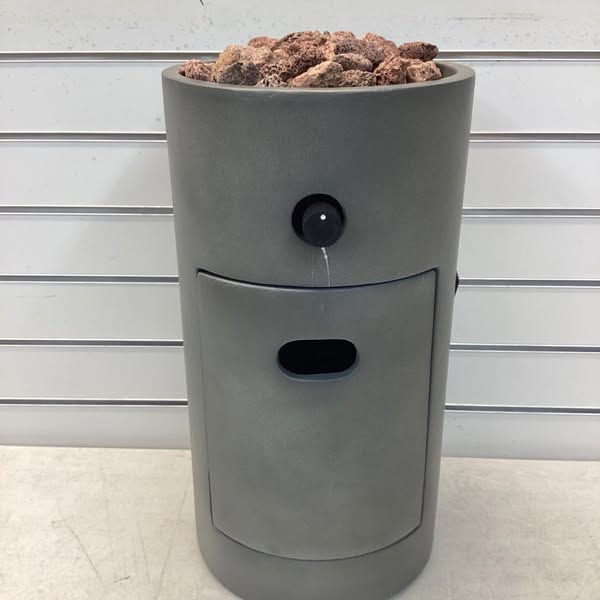 17" Pipestone Outdoor Column Fire Pit Gray - Threshold Modern Propane Gas Firepit with Lava Rock and Cover