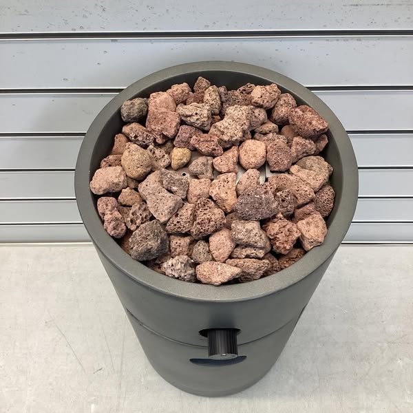 17" Pipestone Outdoor Column Fire Pit Gray - Threshold Modern Propane Gas Firepit with Lava Rock and Cover