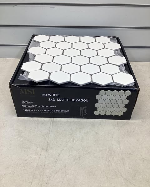 White 2 in. Hexagon 10.6in. x 11 in. x 6mm Matte Porcelain Mesh-Mounted Mosaic Tile (12.96 sq. ft. / Case)