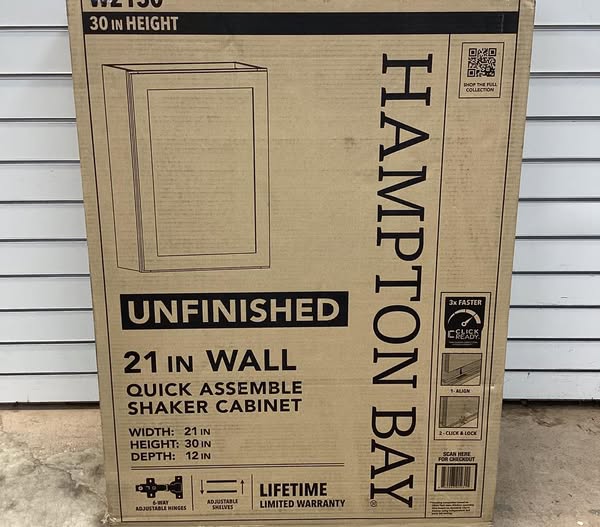 Hampton Bay 21 in. W x 12 in. D x 30 in. H Ready to Assemble Wall Kitchen Cabinet in Unfinished with CLICKREADY Technology