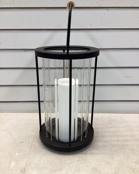 Threshold Black Metal and Glass Battery LED Outdoor Lantern Clear/Black