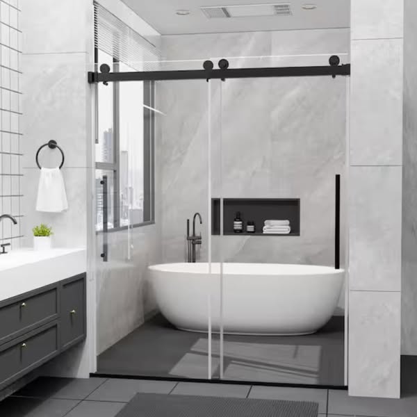 Peorsily 44 in.-48 in. W x 74 in. H Sliding Frameless Shower Door