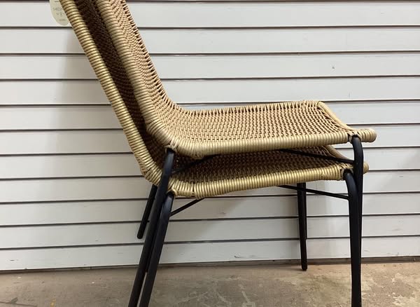 Resin Wicker Stack Outdoor Patio Dining Chair Armless Chair Set