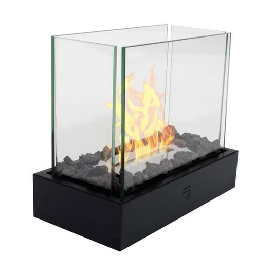 Sharper Image Infinity Outdoor Tabletop Fire Pit Black: Steel & Glass, Isopropyl Alcohol Powered