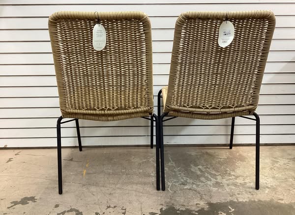 Resin Wicker Stack Outdoor Patio Dining Chair Armless Chair Set