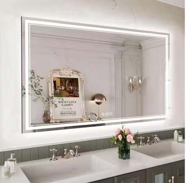 Rectangular Frameless LED Front Light Backlit Anti-Fog Wall Mirror Bathroom Vanity Mirror
