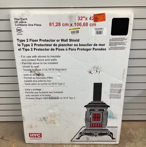 Stove Board, 42 in L, 32 in W, Steel, Black