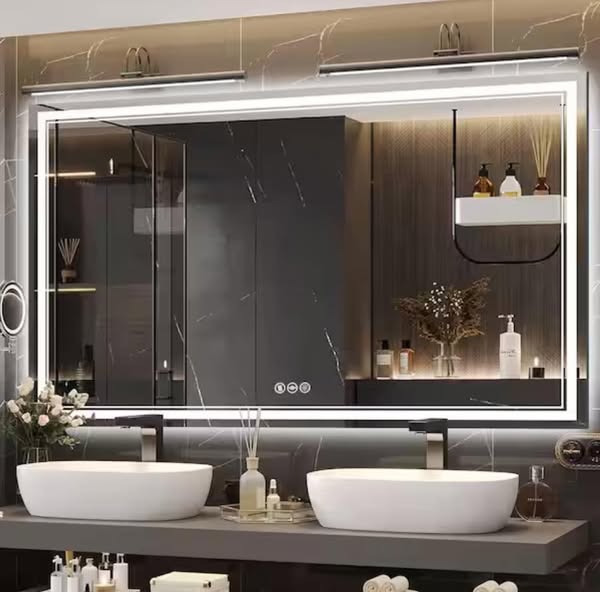 Rectangular Frameless LED Front Light Backlit Anti-Fog Wall Mirror Bathroom Vanity Mirror