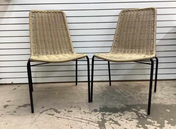Resin Wicker Stack Outdoor Patio Dining Chair Armless Chair Set