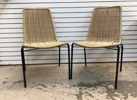 Resin Wicker Stack Outdoor Patio Dining Chair Armless Chair Set