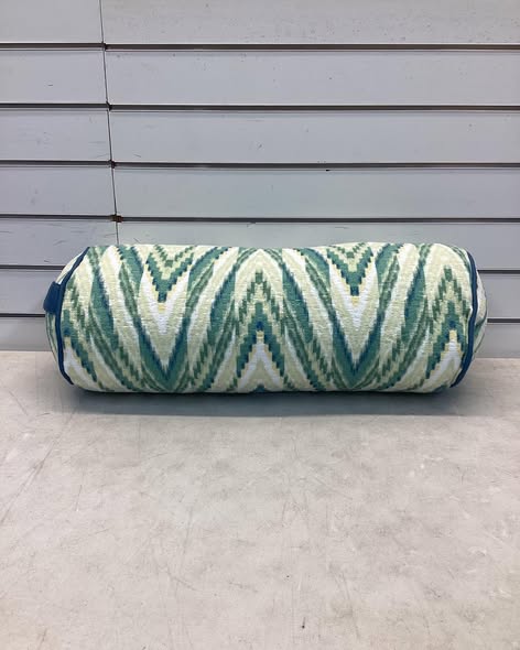 20"x8" Terry Printed Chenille Outdoor Lumbar Bolster Pillow Cool Ikat - Threshold