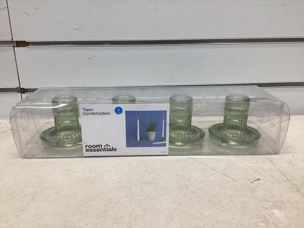 4pk Glass Taper Candle Holder