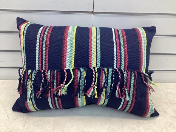 14"x20" Yarn Dye Striped Outdoor Lumbar Pillow - Threshold