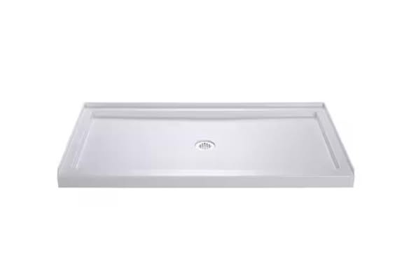 DreamLine SlimLine 60 in. x 34 in. Single Threshold Alcove Shower Pan Base in White with Center Drain