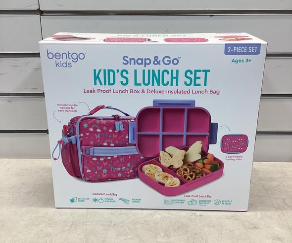 Bentgo 2-Piece Kids Snap & Go Lunch Set: Leak-Proof Lunch Box & Deluxe Insulated Lunch Bag
