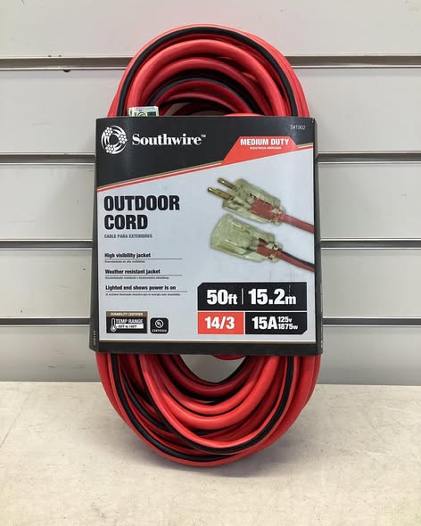 Southwire  50 ft. 14/3 SJTW Multi-Color Outdoor Medium-Duty Extension Cord