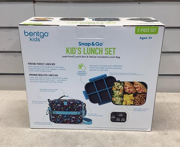 Bentgo 2-Piece Kids Snap & Go Lunch Set: Leak-Proof Lunch Box & Deluxe Insulated Lunch Bag