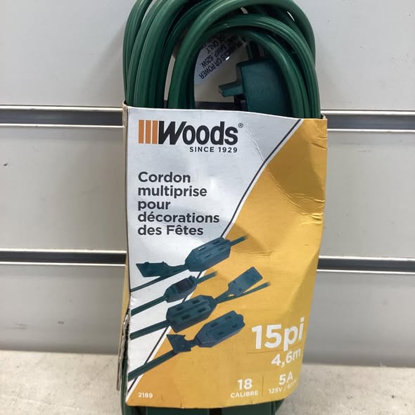 Woods 2189 15-ft 18 / 2 2 Prong Green Indoor SPT-2 Light Duty General Extension Cord