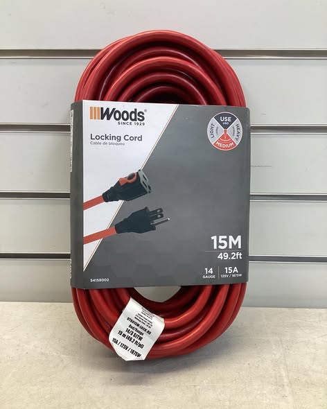 Woods Electric Extension Cord - Red - 15-m