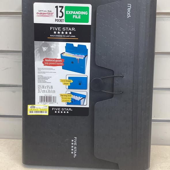 Five Star 13 Pocket Expanding File Black
