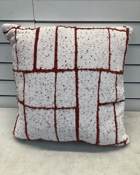 18"x18" Stacked Geo Woven Square Outdoor Throw Pillow White/Dark Red - Threshold