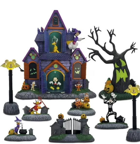 Disney Pre-Lit Animated Halloween Village, 9 pc.