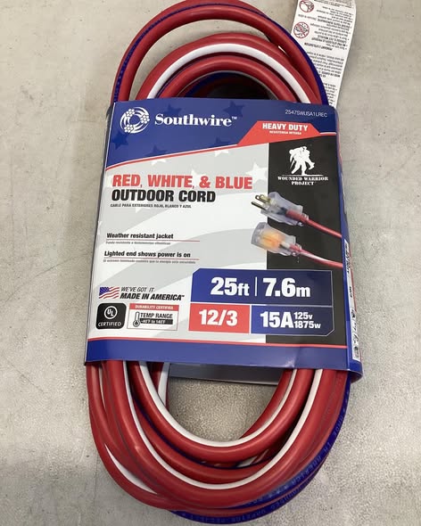 Southwire 25ft 12/3 3-Prong Outdoor Heavy Duty Extension Cord