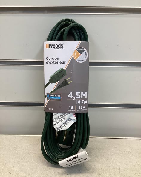 Woods 14.7 ft. 16/2 SJTW Outdoor Light-Duty Extension Cord