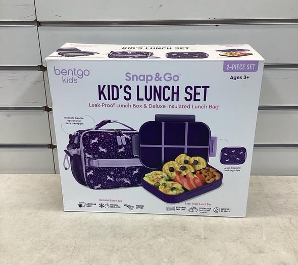 Bentgo 2-Piece Kids Snap & Go Lunch Set: Leak-Proof Lunch Box & Deluxe Insulated Lunch Bag