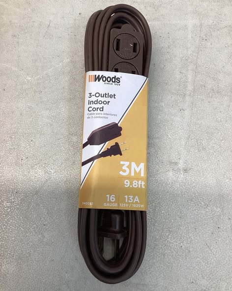 Woods 3-Outlet Indoor Cord 9.8 ft