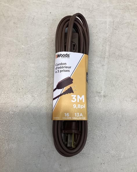 Woods 3-Outlet Indoor Cord 9.8 ft