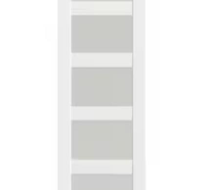 TENONER 24 in. x 80 in. Panel Glass Sliding Door, Single Door Panels White Wood Pocket Door Frame for Closets and Interiors