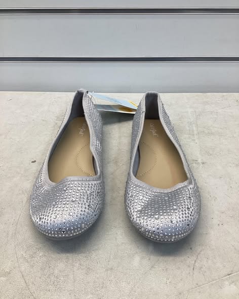Cat & Jack Lisa Ballet Flats Shoes size 1 - Gray/Silver/Rhinestones
