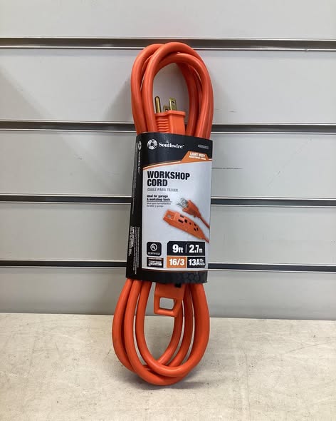 Southwire 9-ft 16/3 3-Prong Orange Indoor SJTW Light Duty General Extension Cord