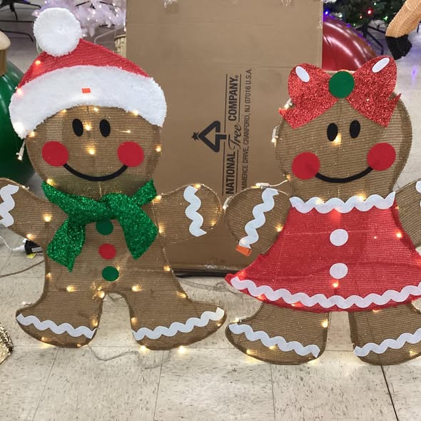 35 in. Pre-Lit Gingerbread Cookie Couple