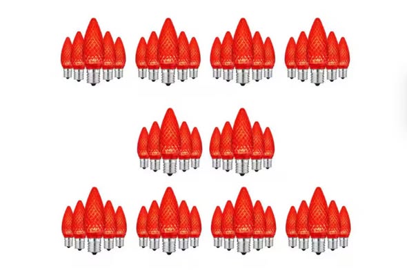 Home Accents Holiday Red Commercial Grade Shatter-Resistant Faceted C9 LED Replacement Bulbs (49-Pack)