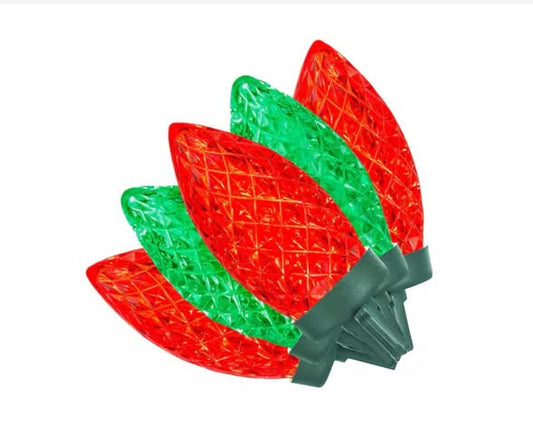 Home Accents Holiday Red and Green Commercial Grade Shatter-Resistant Faceted C9 LED Replacement Bulbs (50-Pack)