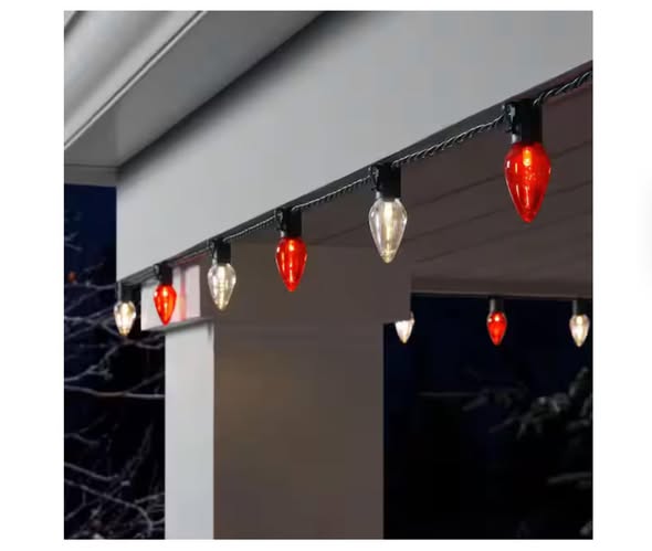 Home Accents Holiday 24 Red and Warm White Smooth Steady Lit Super Bright C9 LED String Lights