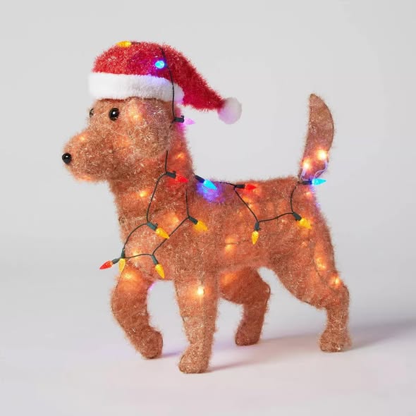 23" H Lit Christmas Incandescent Tinsel Golden Retriever Novelty Sculpture - Wondershop