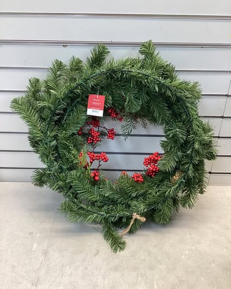 28" Mixed Greenery and Cedar with Pinecones and Red Berries Artificial Christmas Wreath Green - Wondershop™: Unlit, Indoor/Outdoor Use