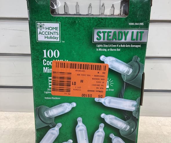 Home Accents Holiday 100 Count Cool White Steady Lit Super Bright Mini LED Lights