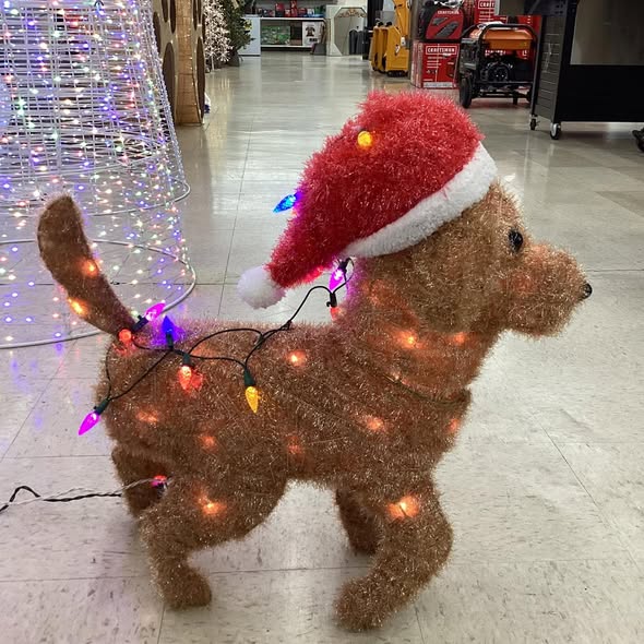 23" H Lit Christmas Incandescent Tinsel Golden Retriever Novelty Sculpture - Wondershop